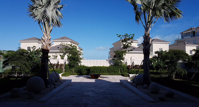 A view 'outside' the lobby looking into the private villas.